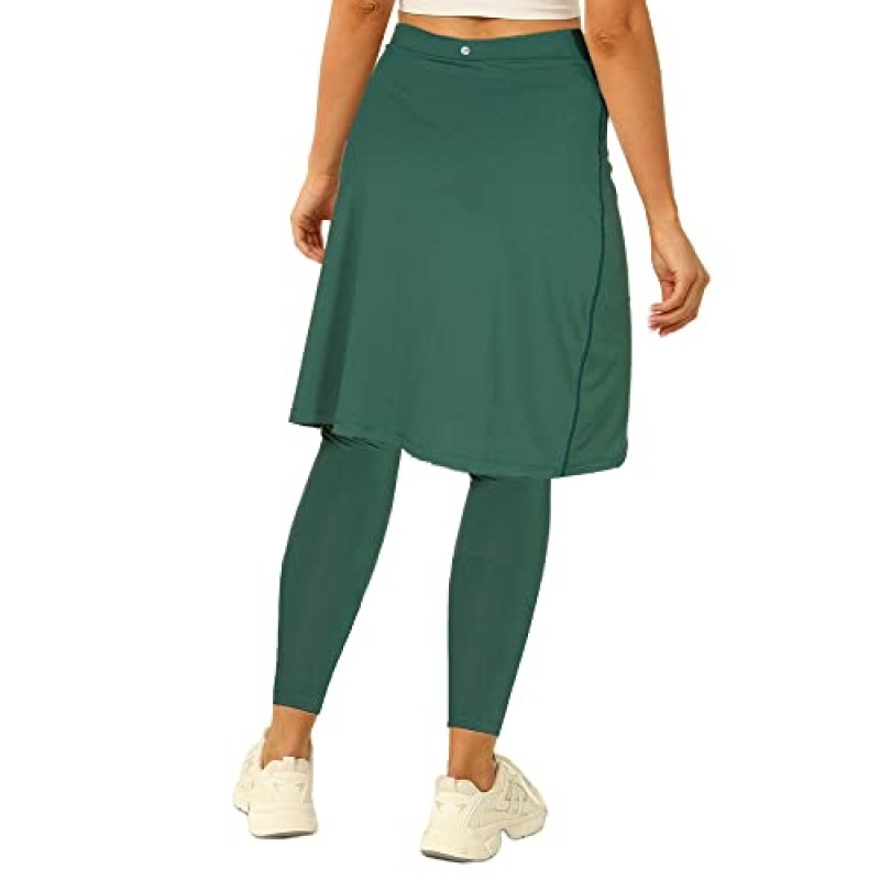 Aurgelmir 무릎 길이 여성 골프 테니스 스커트 카프리 레깅스 운동 달리기 야외 운동 스커트 포켓 포함