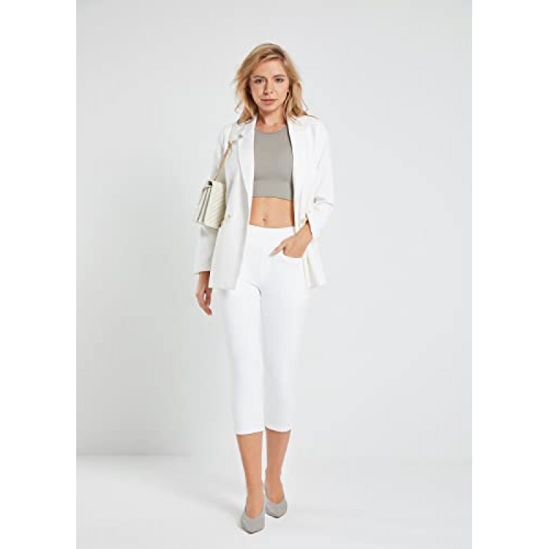 BALEAF 카프리 바지 여성용 캐주얼 여름 요가 드레스 카프리 작업 Jeggings 운동용 골프 자르기 바지 포켓 포함