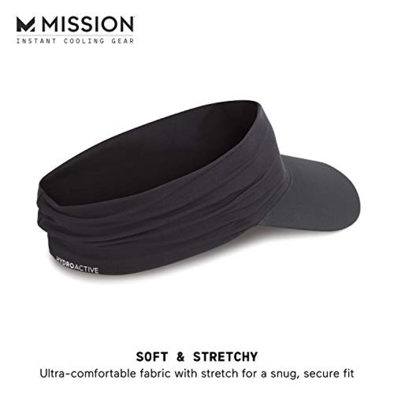 MISSION Cooling Stretchy Visor - 남성용 및 여성용 남녀공용 바이저 모자, 슬립 밴드 없음, UPF 50 자외선 차단 바이저