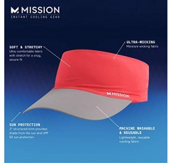 MISSION Cooling Stretchy Visor - 남성용 및 여성용 남녀공용 바이저 모자, 슬립 밴드 없음, UPF 50 자외선 차단 바이저