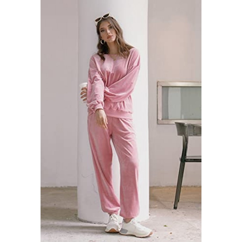 Beyove Women Velour Sweatsuits 2 Piece Tracksuit 세트 (포켓 포함) 스웨트 & 트레이닝 복 레저 조깅 의상 S-XXL