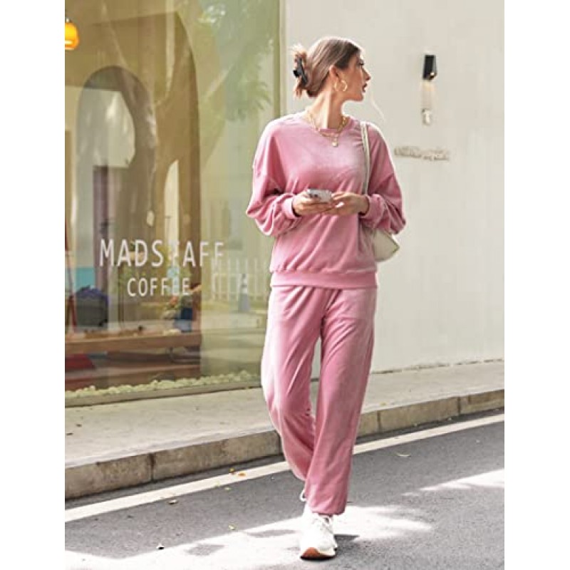 Beyove Women Velour Sweatsuits 2 Piece Tracksuit 세트 (포켓 포함) 스웨트 & 트레이닝 복 레저 조깅 의상 S-XXL