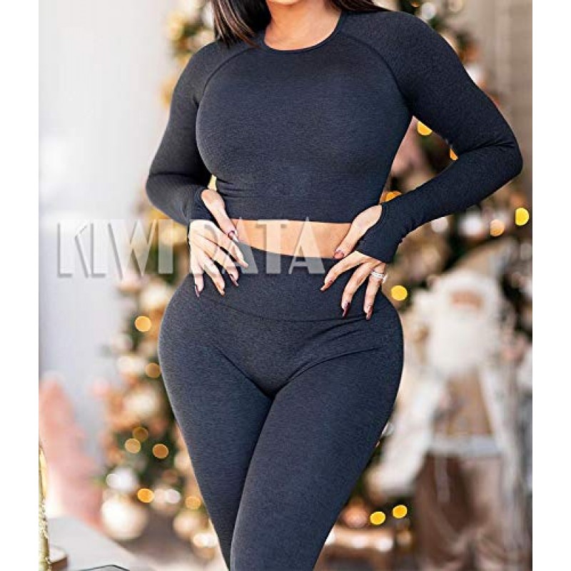 KIWI RATA 여성 원활한 긴 소매 요가 체육관 자르기 탑 엄지 구멍 장착 Sportwear Activewear 셔츠
