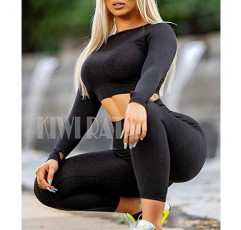 KIWI RATA 여성 원활한 긴 소매 요가 체육관 자르기 탑 엄지 구멍 장착 Sportwear Activewear 셔츠