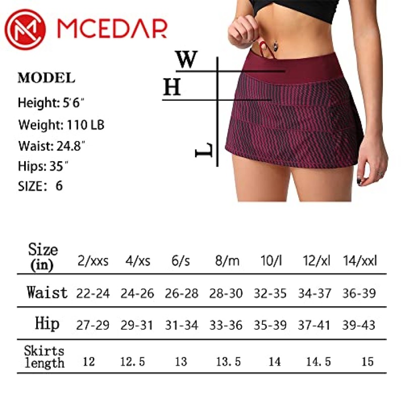 MCEDAR 운동 테니스 골프 Skorts 스커트 여성용 포켓 운동 러닝 스포츠 Pleated 스커트 캐주얼