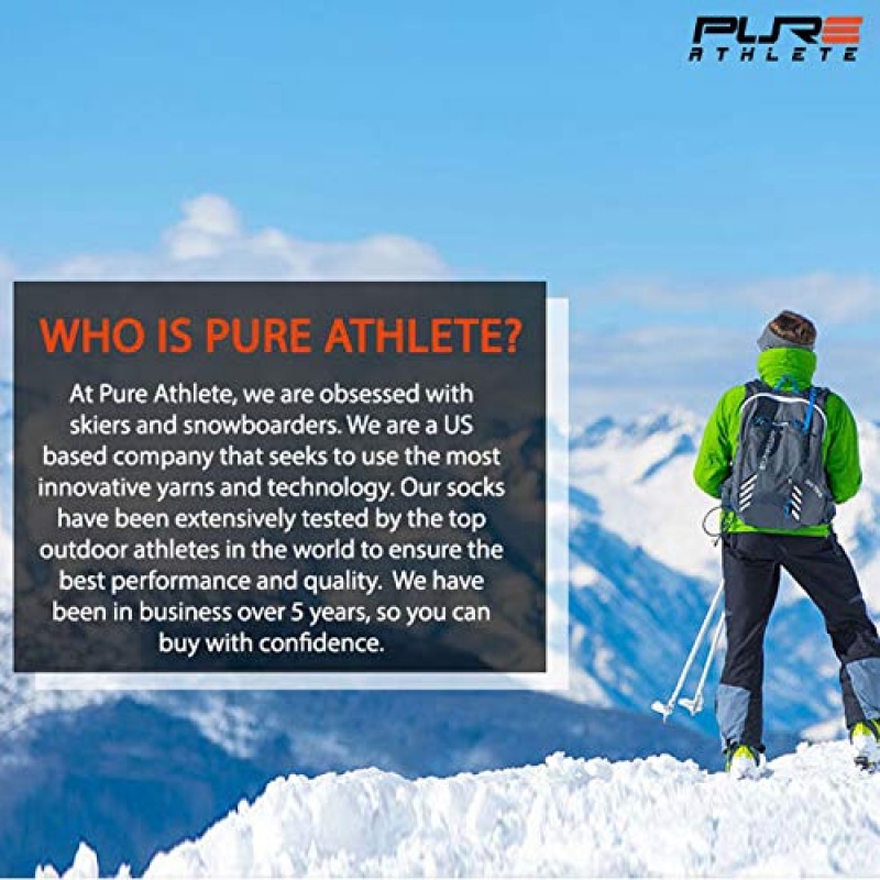 Pure Athlete Copper Compression 스키 양말 남성용 - 따뜻한 메리노 울, OTC, 여성용