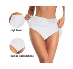 Holipick 수영 스커트 여성용 하이 웨이스트 스커트 수영복 Drawstring Tummy Control 수영복 바지 내장 브리프
