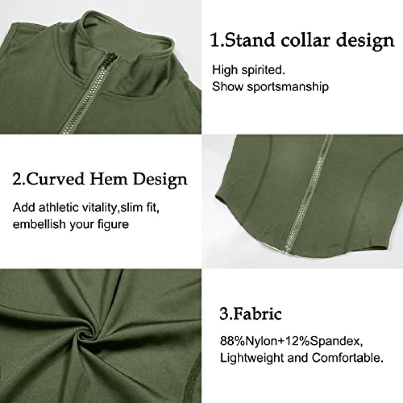 AIEOE 여성용 풀 지퍼 민소매 운동 슬림핏 재킷 러닝 스포츠 트랙 탑 베스트