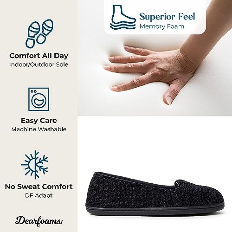 Dearfoams 여성 레베카 셔닐 클로즈드 백 슬리퍼