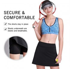 Camelsports 여성용 운동 테니스 스커트 러닝 운동 인과 용 포켓 반바지가있는 하이 웨이트 골프 스커트
