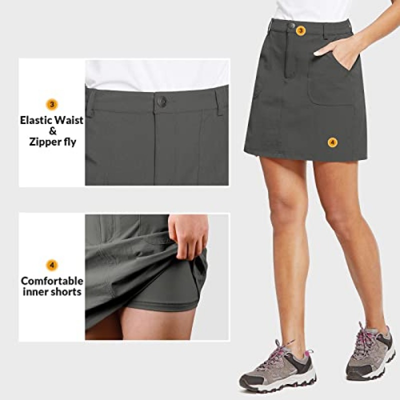 BALEAF 여성용 야외 Skort UPF 50 활성 운동 Skort 지퍼 포켓이 있는 캐주얼 Skort 스커트 하이킹 골프