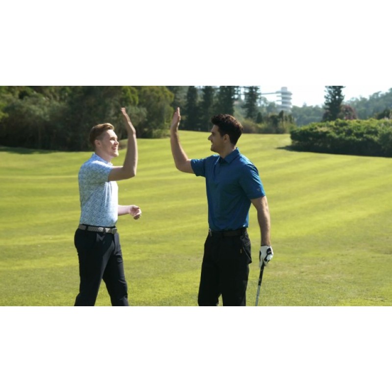 남성용 골프 셔츠 드라이핏 반소매 프린트 성능 모이스처 위킹 폴로 셔츠