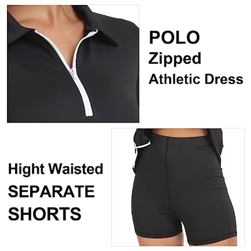 GGOV 여자 투피스 테니스 골프 복장 활성 운동 운동 스포츠 착용 드레스 여성용 포켓 별도 반바지