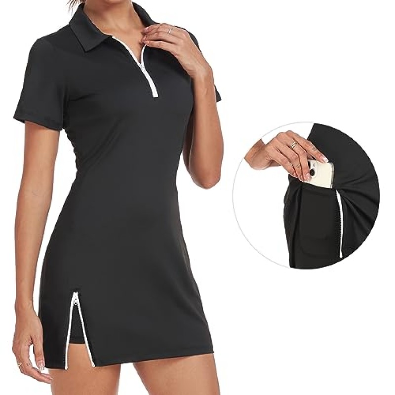 GGOV 여자 투피스 테니스 골프 복장 활성 운동 운동 스포츠 착용 드레스 여성용 포켓 별도 반바지