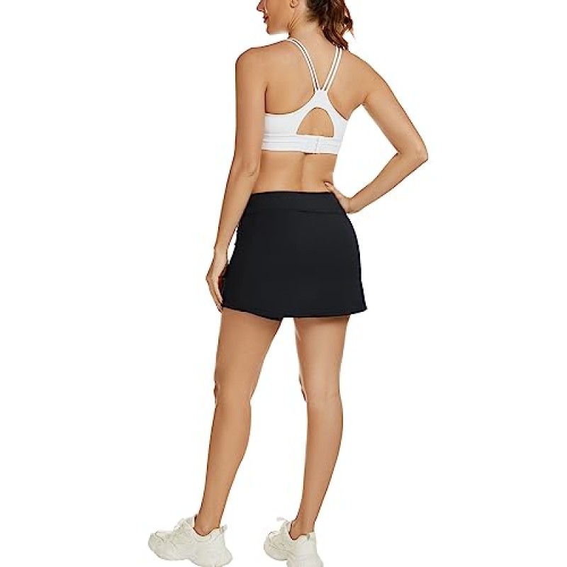 Aderea 포켓이 있는 여성용 테니스 스커트 골프 스커트 크로스오버 운동 운동 러닝 스커트 반바지