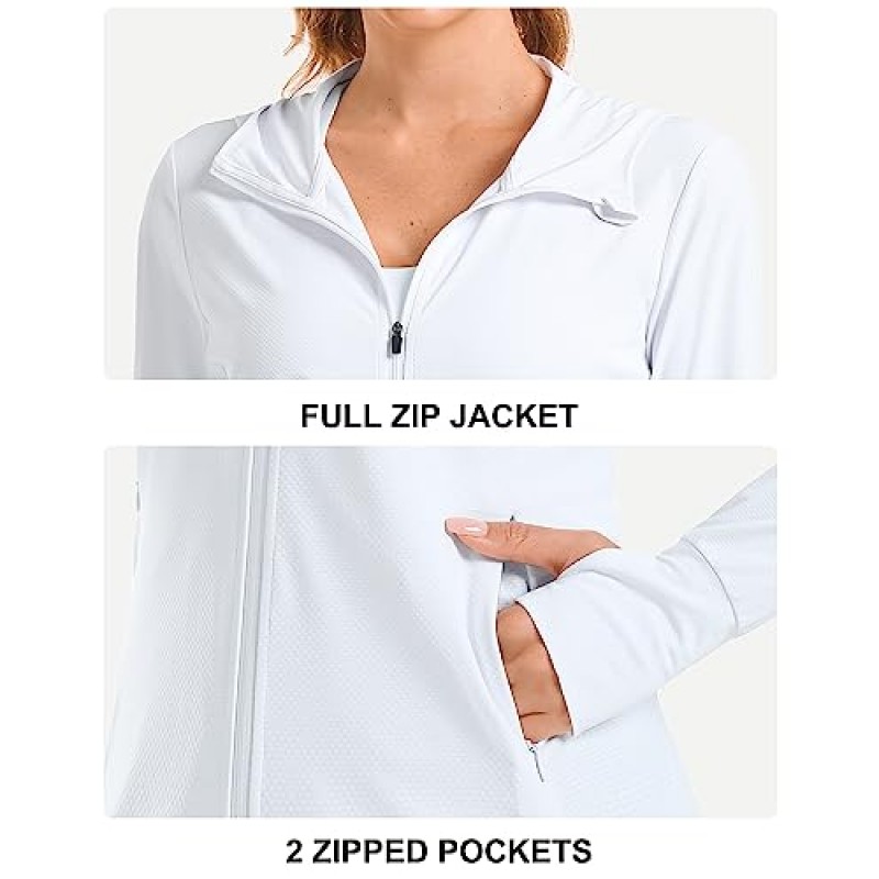 Stelle 여성용 UPF 50+ 자외선 차단 후디 재킷 풀 지퍼 긴 소매 포켓 포함 SPF 하이킹 셔츠 야외