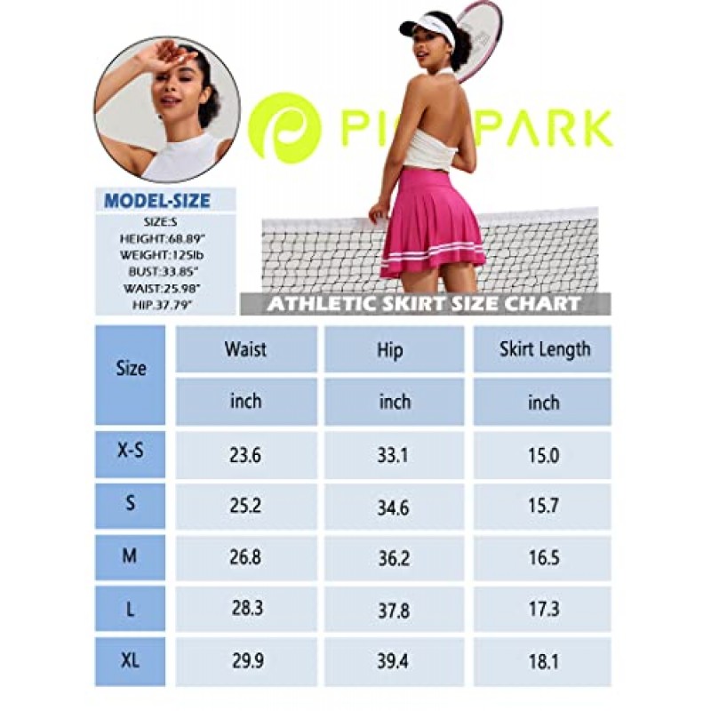Pinspark Pleated 테니스 스커트 여성 운동 골프 Skort Activewear 내장 반바지 스포츠 복장 운동 러닝 미니 스커트