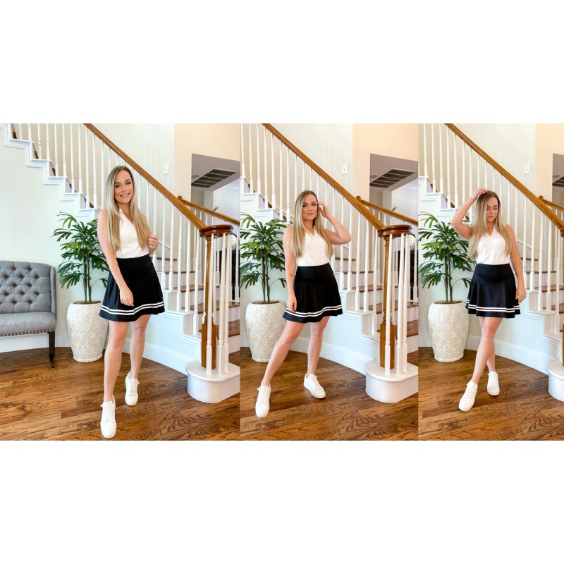 Pinspark Pleated 테니스 스커트 여성 운동 골프 Skort Activewear 내장 반바지 스포츠 복장 운동 러닝 미니 스커트