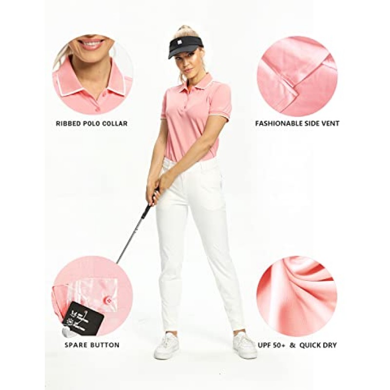 Hiverlay 여성용 골프 셔츠 여성용 폴로 셔츠 UPF 50+ 경량 속건 칼라 테니스 데일리 셔츠 작업상의