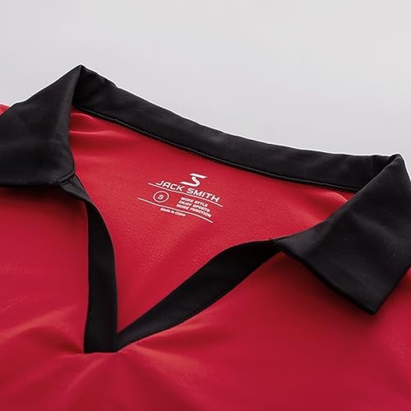 JACK SMITH 여성용 긴 소매 골프 폴로 셔츠 칼라 V 넥 운동용 테니스 셔츠 수분 흡수