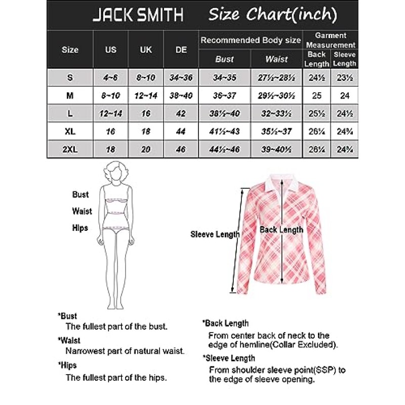 JACK SMITH 여성용 긴 소매 골프 폴로 셔츠 칼라 V 넥 운동용 테니스 셔츠 수분 흡수