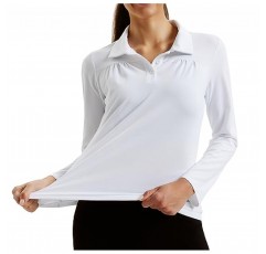 JACK SMITH 여성용 골프 셔츠 긴 소매 폴로 셔츠 Quick Dry Pleated UPF 50+ 버튼 캐주얼 테니스 운동용 탑 S-2XL
