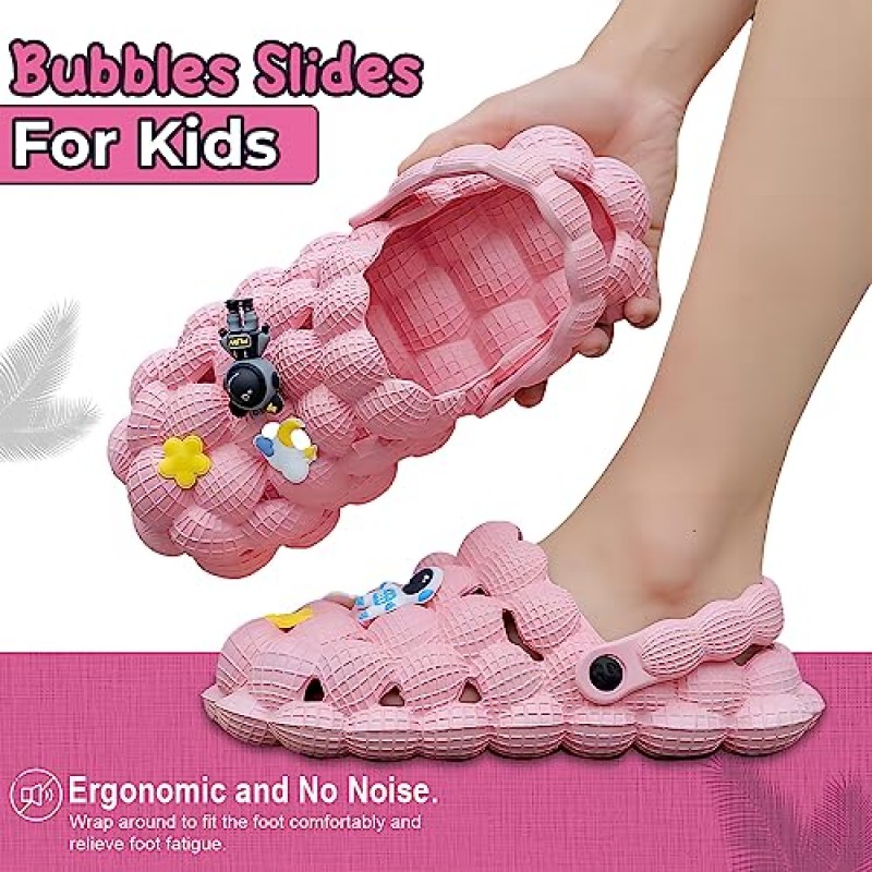 Atamcoco Ultimate Bubble Slides 어린이를 위한 남녀공용 컬렉션 정원, 스파, 실내 및 실외용 미끄럼 방지 편안한 쿠션 골프 공 마사지 샌들(핑크, 2)