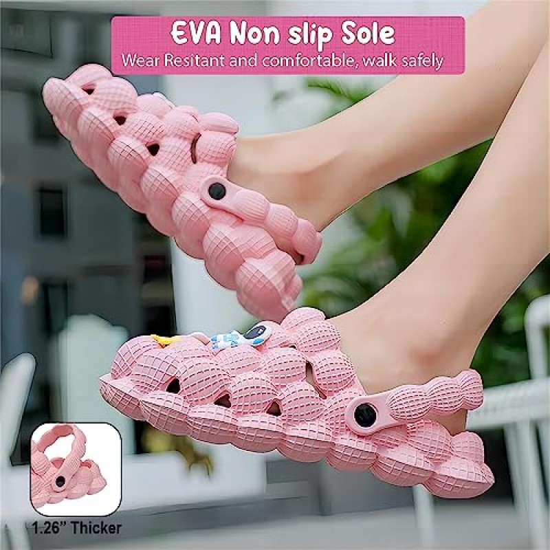 Atamcoco Ultimate Bubble Slides 어린이를 위한 남녀공용 컬렉션 정원, 스파, 실내 및 실외용 미끄럼 방지 편안한 쿠션 골프 공 마사지 샌들(핑크, 2)