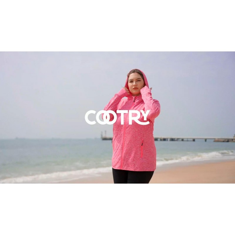 COOTRY 여성용 플러스 사이즈 운동 재킷 풀 지퍼 업 경량 운동용 러닝 후드티(엄지 구멍 포함)