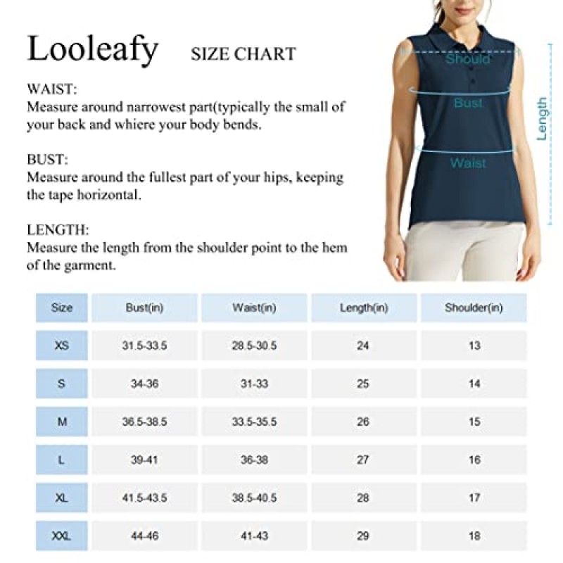 Looleafy 여성용 민소매 골프 셔츠 빠른 건조 테니스 탱크 탑 칼라가 있는 여성용 골프 폴로 셔츠