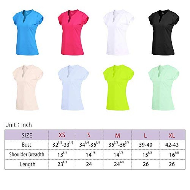 Meja 여성 테니스 셔츠 반팔, V 넥 골프 T 셔츠 퀵 드라이 러닝 셔츠 Activewear