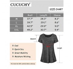 Cucuchy Womens 요가 상의 Flowy Fitness 운동 셔츠 반팔 액티브웨어