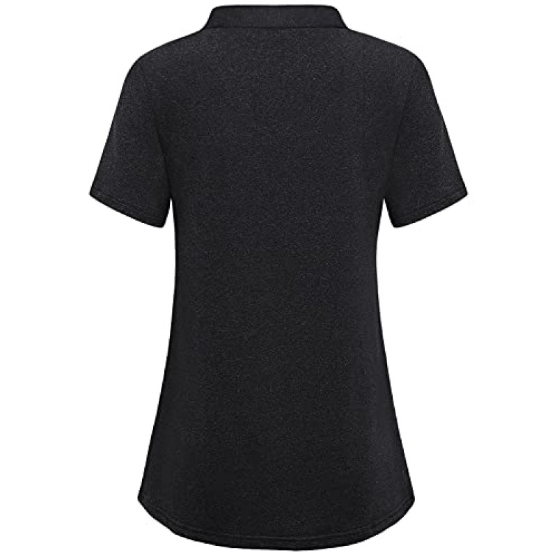 Yakestyle 여성용 골프 폴로 셔츠 1/4 지퍼 반소매 퀵 드라이 테니스 러닝 운동용 티셔츠