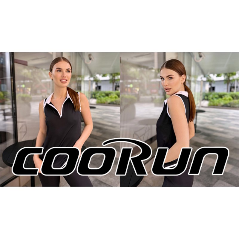COOrun 여성용 골프 폴로 티셔츠 경량 수분 흡수 민소매 셔츠 퀵 드라이 지퍼 탱크 탑