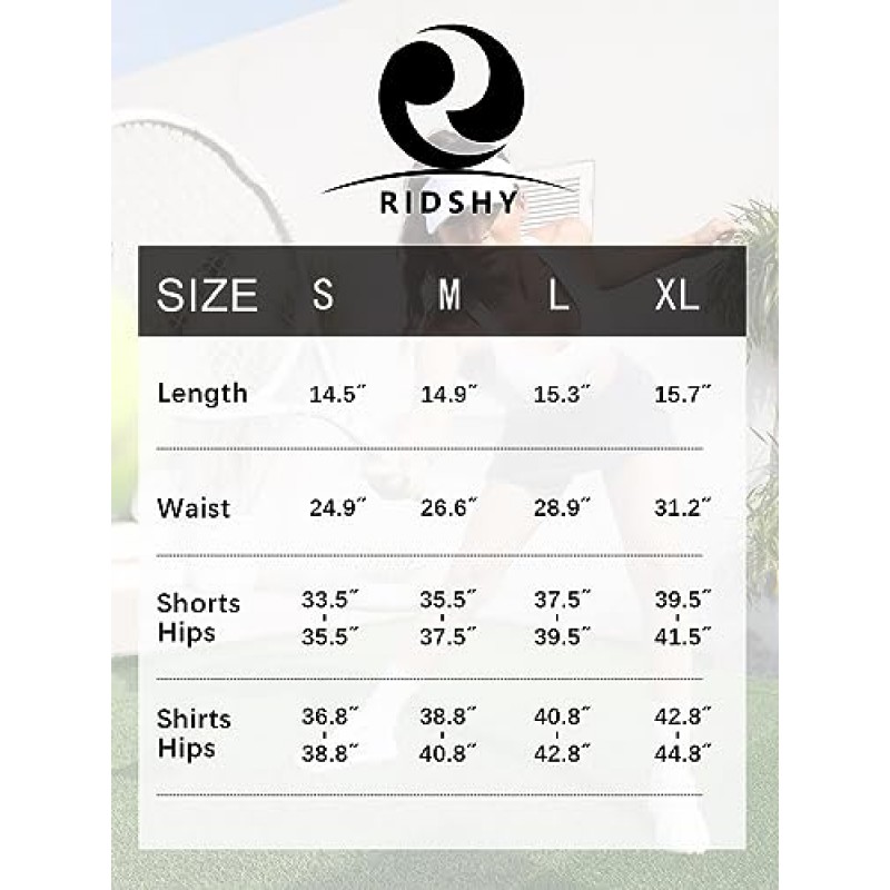 Ridshy 테니스 스커트 여성용 운동 골프 Skorts 운동 러닝 스커트 스포츠 Activewear 반바지 포켓 2 팩
