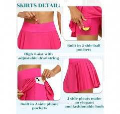 Ganado Pleated 테니스 스커트 여성용 포켓 하이 웨이스트 골프 운동 Skorts 스커트 운동 캐주얼 Activewear