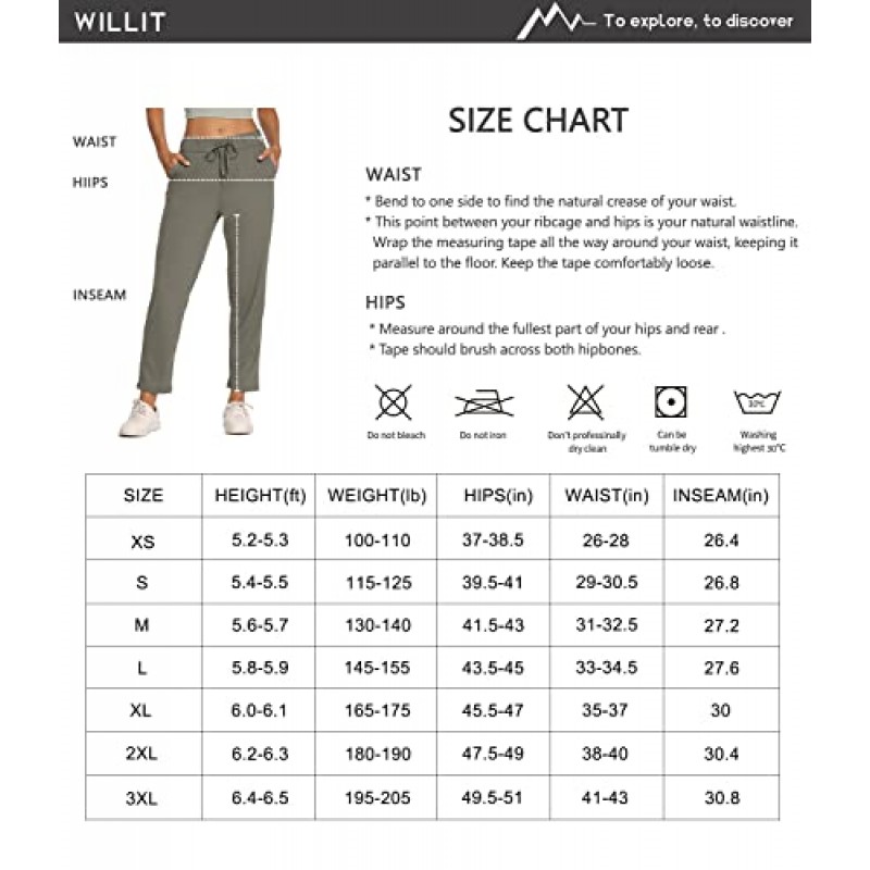 Willit 여성용 골프 여행 바지 라운지 스웨트팬츠 7/8 운동용 바지 플라이 팬츠에 빠른 건조