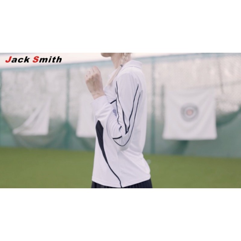 JACK SMITH 여성 골프 폴로 셔츠 지퍼 업 긴 소매 수분 흡수 테니스 탑 슬림 피트 운동 풀오버 S-XXL