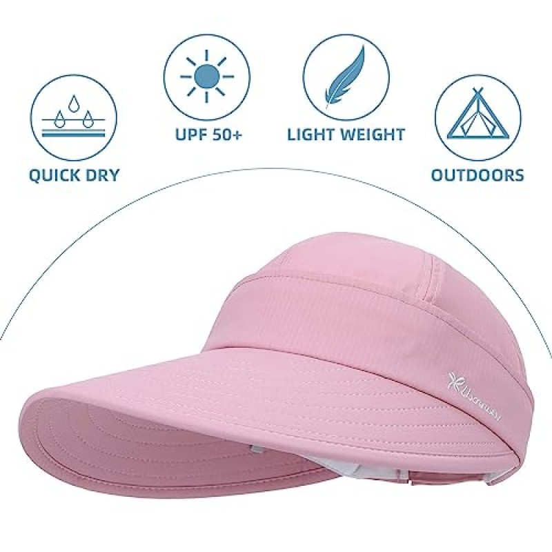 Century Star Womens Sun Hat 와이드 브림 자외선 차단 여름 바이저 2 in 1 Zip-Off 비치 모자 여성용 골프 모자 야외 모자