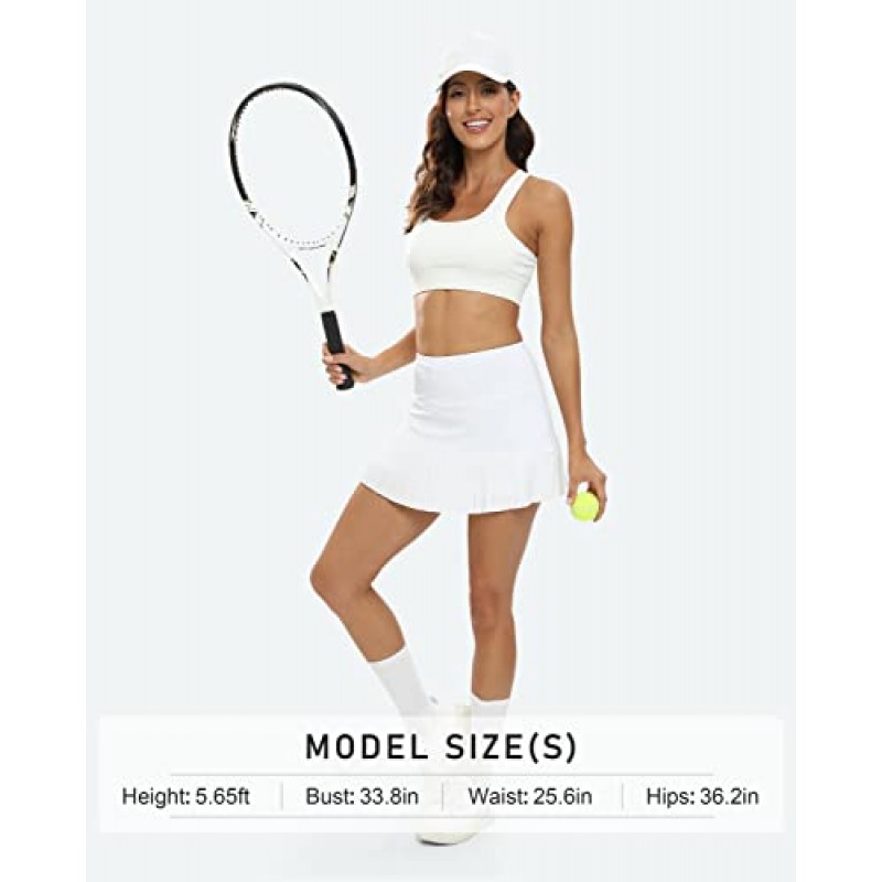 MoFiz 3개의 주머니가 있는 여성용 주름 테니스 스커트 3인치 내장 반바지가 있는 하이 웨이스트 운동용 골프 스커트 스커트