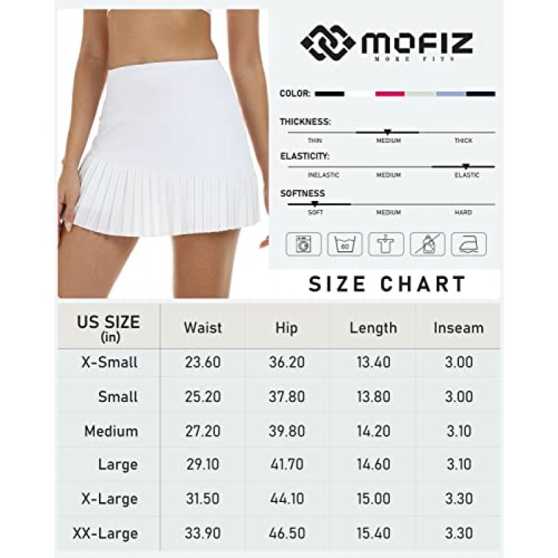 MoFiz 3개의 주머니가 있는 여성용 주름 테니스 스커트 3인치 내장 반바지가 있는 하이 웨이스트 운동용 골프 스커트 스커트