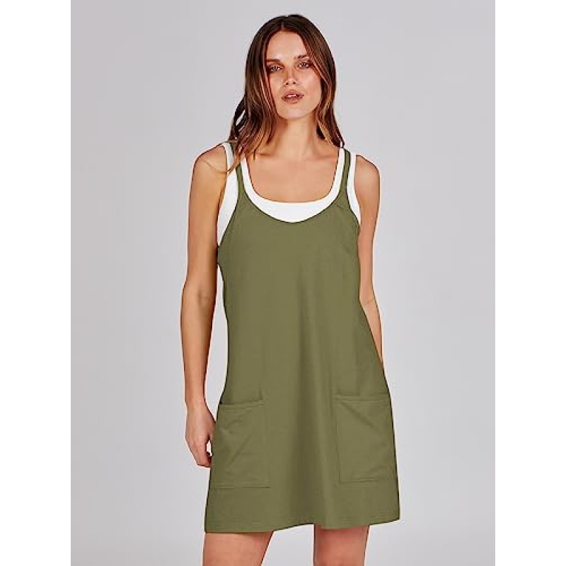 Caracilia Womens 여름 미니 드레스 2023 캐주얼 민소매 스파게티 스트랩 Sundress 운동 짧은 테니스 운동 드레스