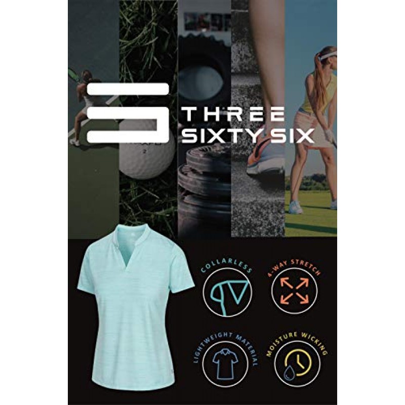 Three Sixty Six 여성용 칼라리스 골프 폴로 셔츠 - 드라이 핏, 통기성, 컴프레션 골프 탑