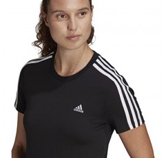 adidas 여성 에센셜 슬림 3-스트라이프 티셔츠