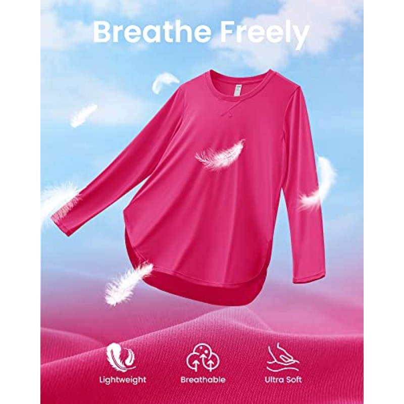 G4Free 여성용 UPF 50+ UV 셔츠 긴 소매 운동용 셔츠 야외 체육관 하이킹 탑 빠른 건조 경량