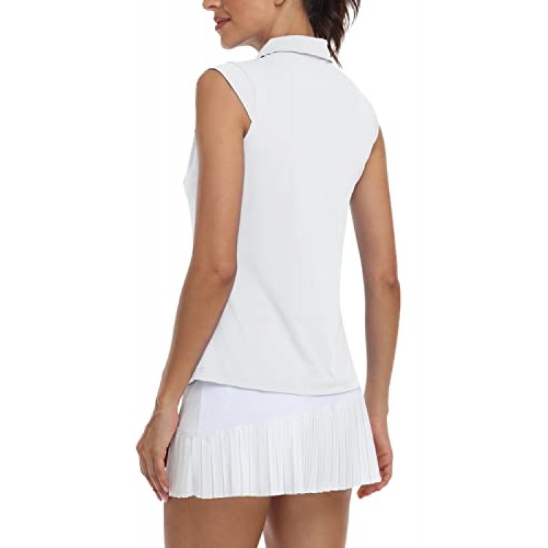 MoFiz 여성 Racerback 민소매 골프 폴로 셔츠 v 넥 칼라리스 테니스 러닝 탱크 탑 Quick Dry Athletic Casual
