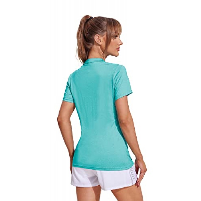 COOrun Womens Workout Tops 반소매 V 넥 모이스처 위킹 셔츠 요가 탑 골프 운동 러닝 캐주얼 티셔츠 __
