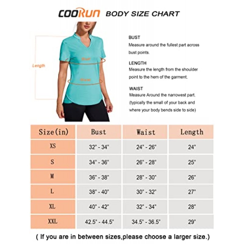 COOrun Womens Workout Tops 반소매 V 넥 모이스처 위킹 셔츠 요가 탑 골프 운동 러닝 캐주얼 티셔츠 __