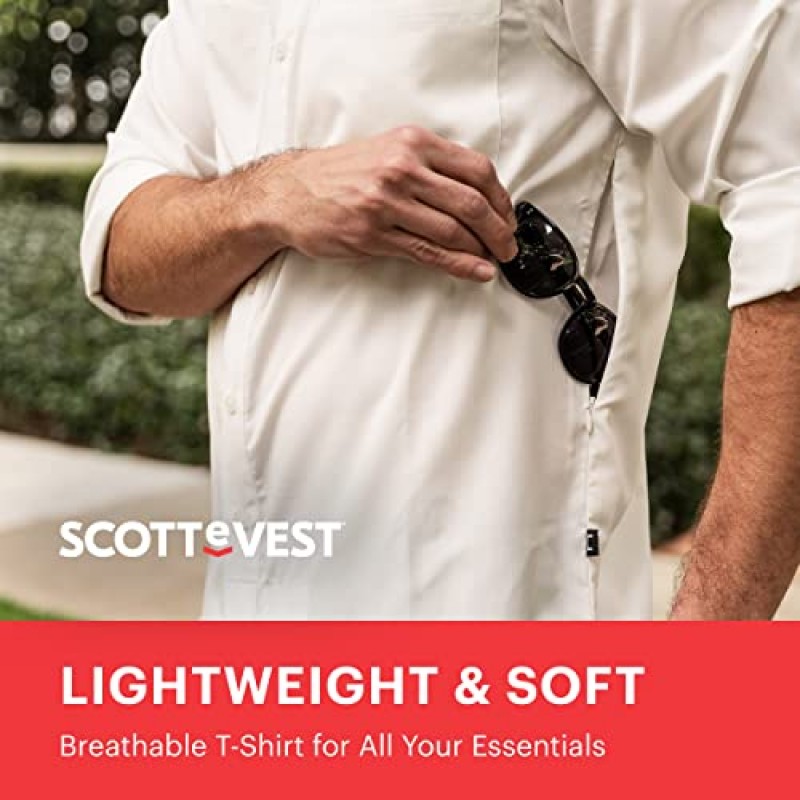 SCOTTeVEST 남성용 Adventurer 긴팔 셔츠 - 숨겨진 포켓 6개 - 여행 등을 위한 빠른 건조 버튼다운