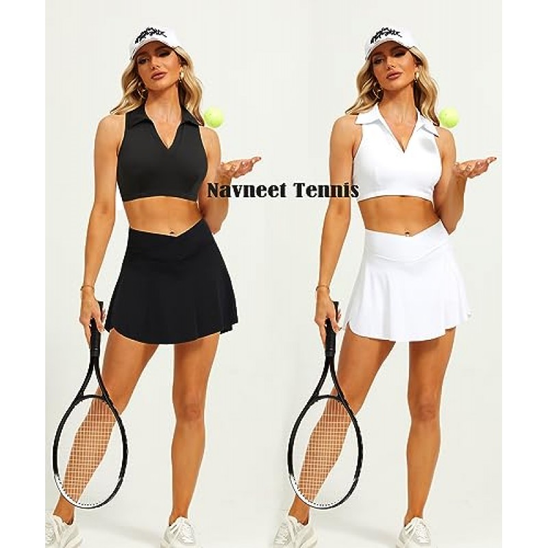 Navneet 테니스 스커트 세트 여성용 골프 복장 2피스 스커트 세트 테니스 복장 운동 세트 Activewear